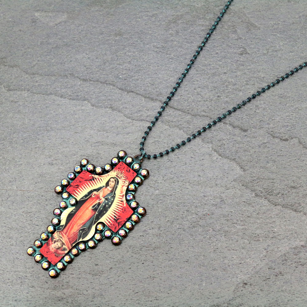 Lady of Guadalupe Cross Pendant Necklace