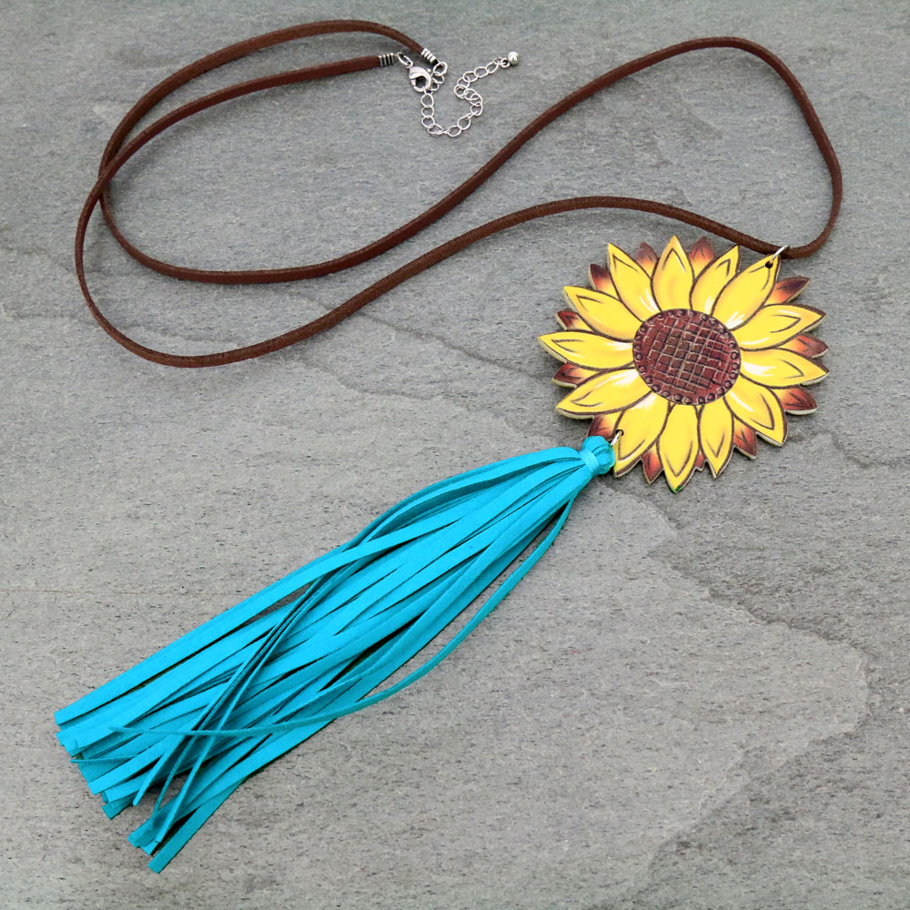 Sunflower with Tassel Necklace