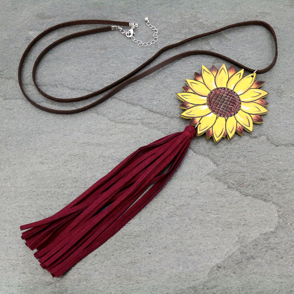 Sunflower with Tassel Necklace