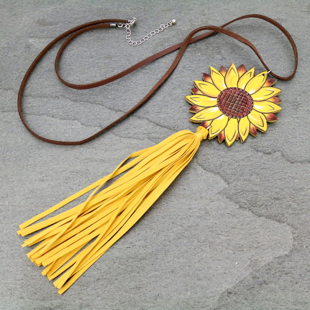 Sunflower with Tassel Necklace