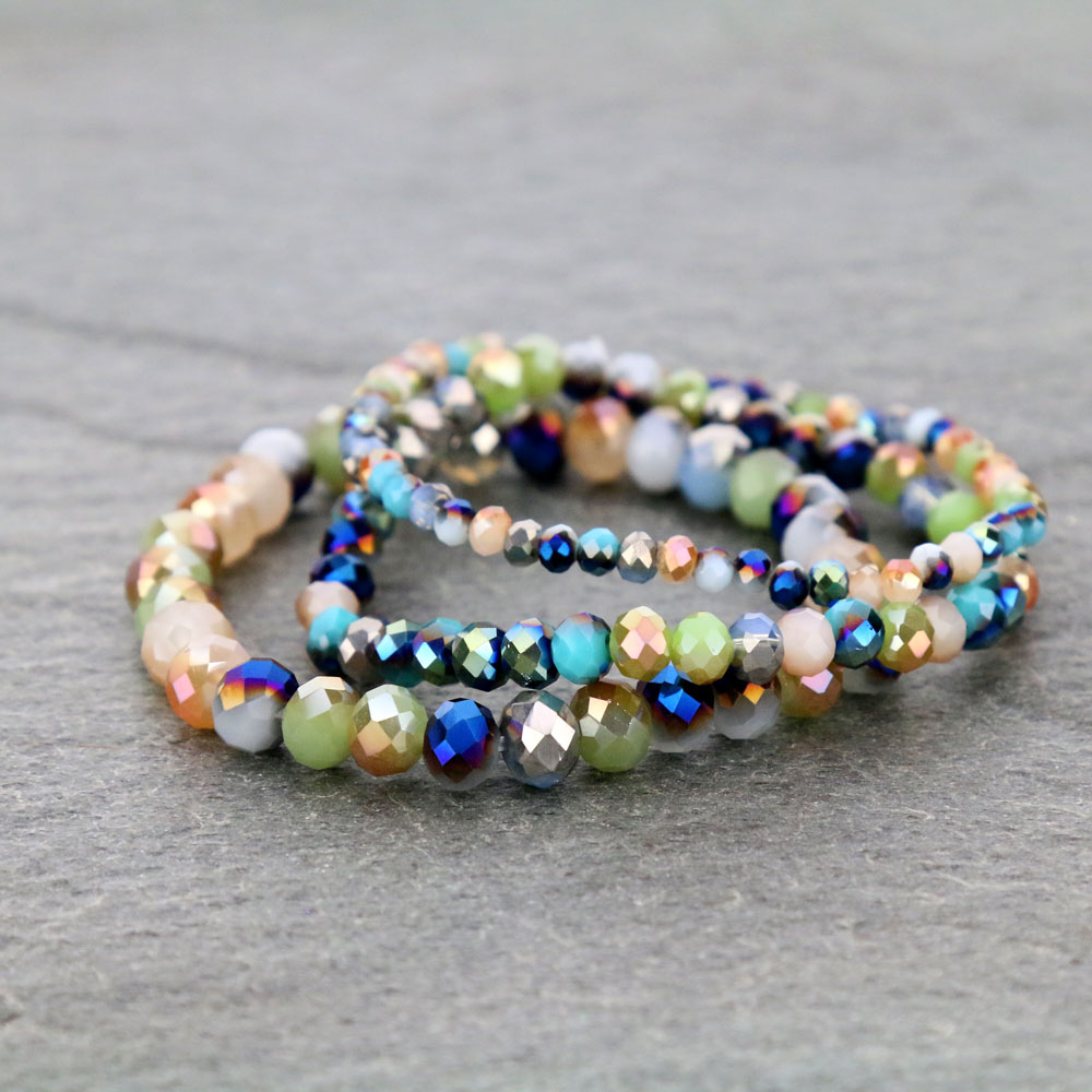 Small Crystal Bead Stackable Stretch Bracelet - Image 2