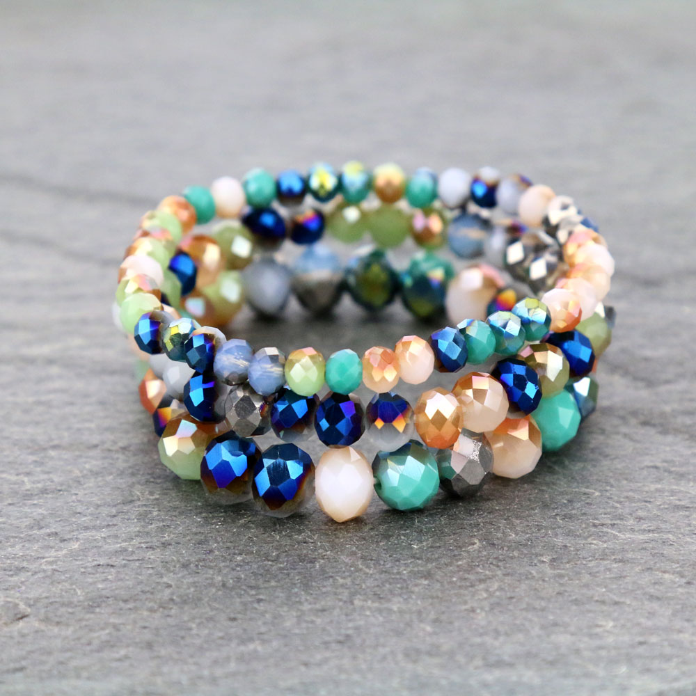 Large Crystal Bead Stackable Stretch Bracelet