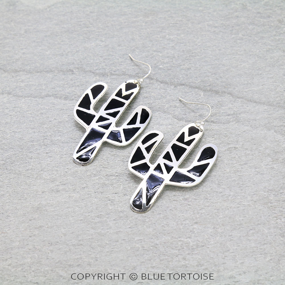 Western Cactus Epoxy Dangle Earrings