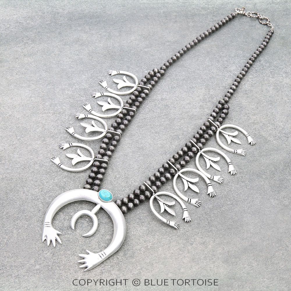 Full Squash Blossom Natural Stone Necklace