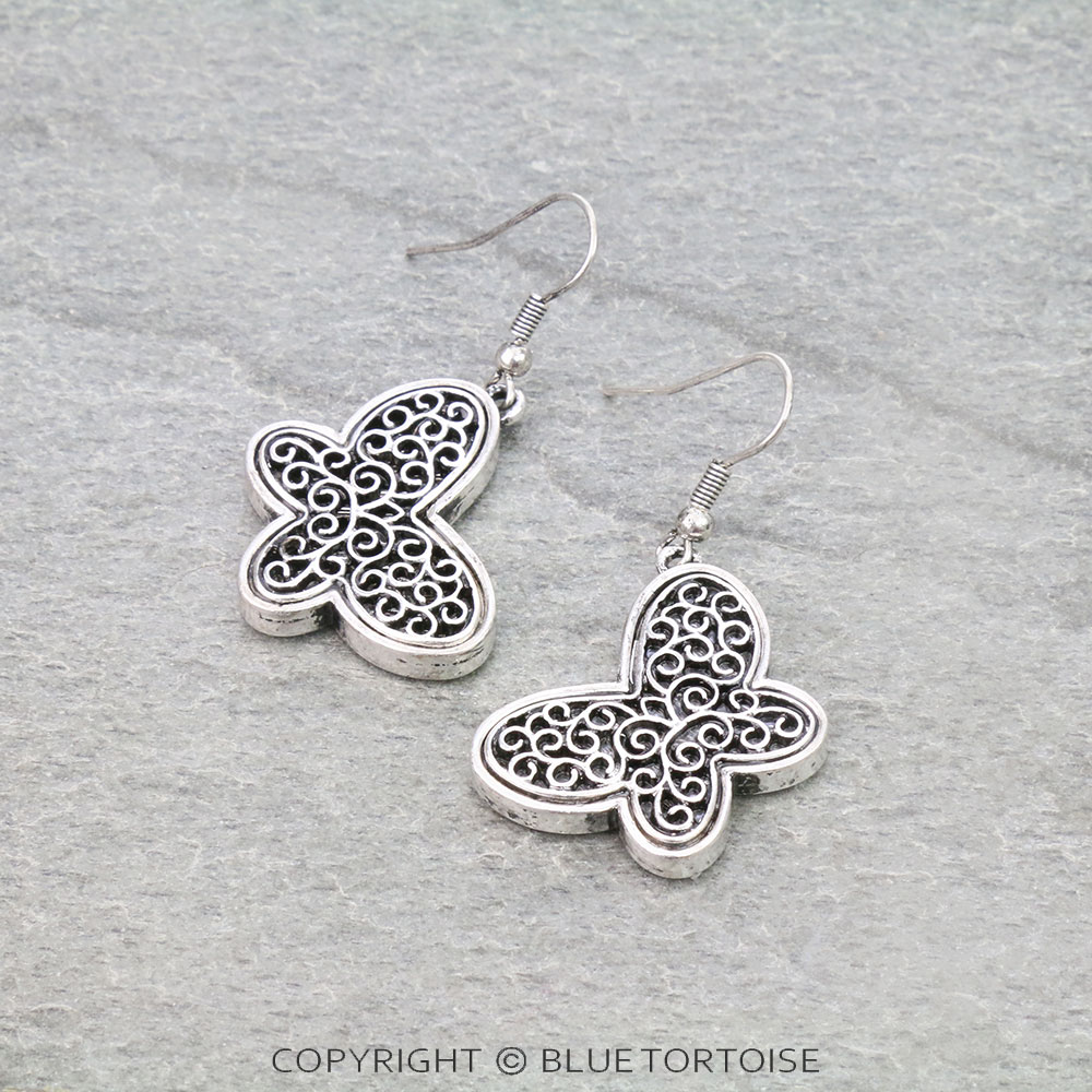 Filigree Butterfly Dangle Earrings