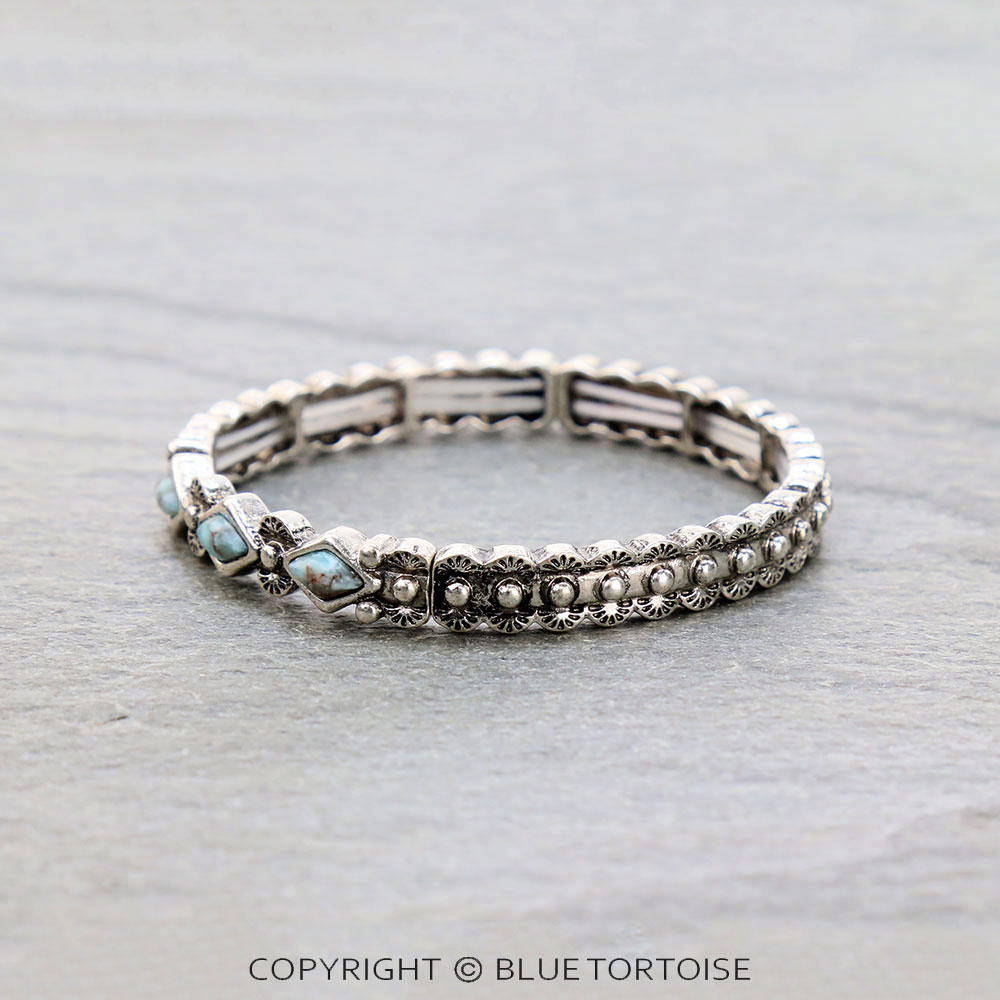 Western Hand Craft Multi Stone Stretch Bracelet - Image 2