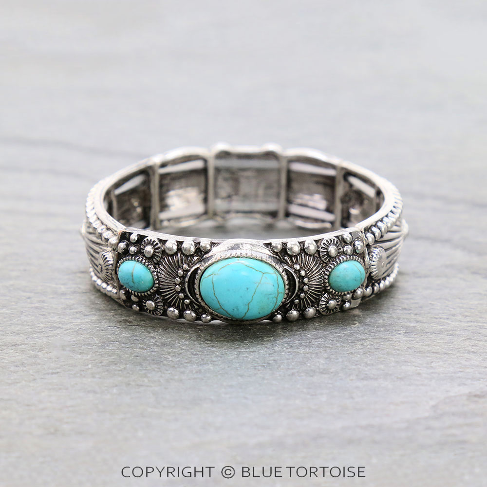 Western Semi Stone Ball Texture Double Stretch Bracelet