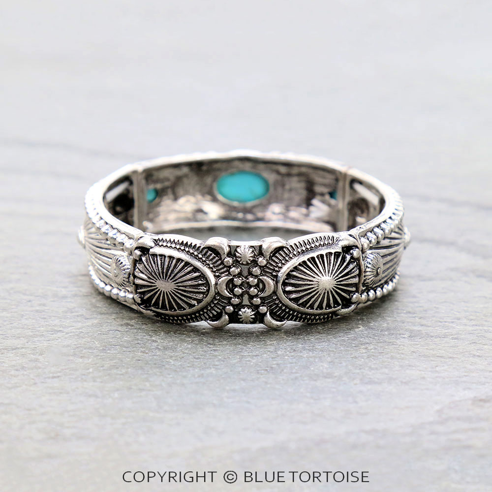 Western Semi Stone Ball Texture Double Stretch Bracelet - Image 3