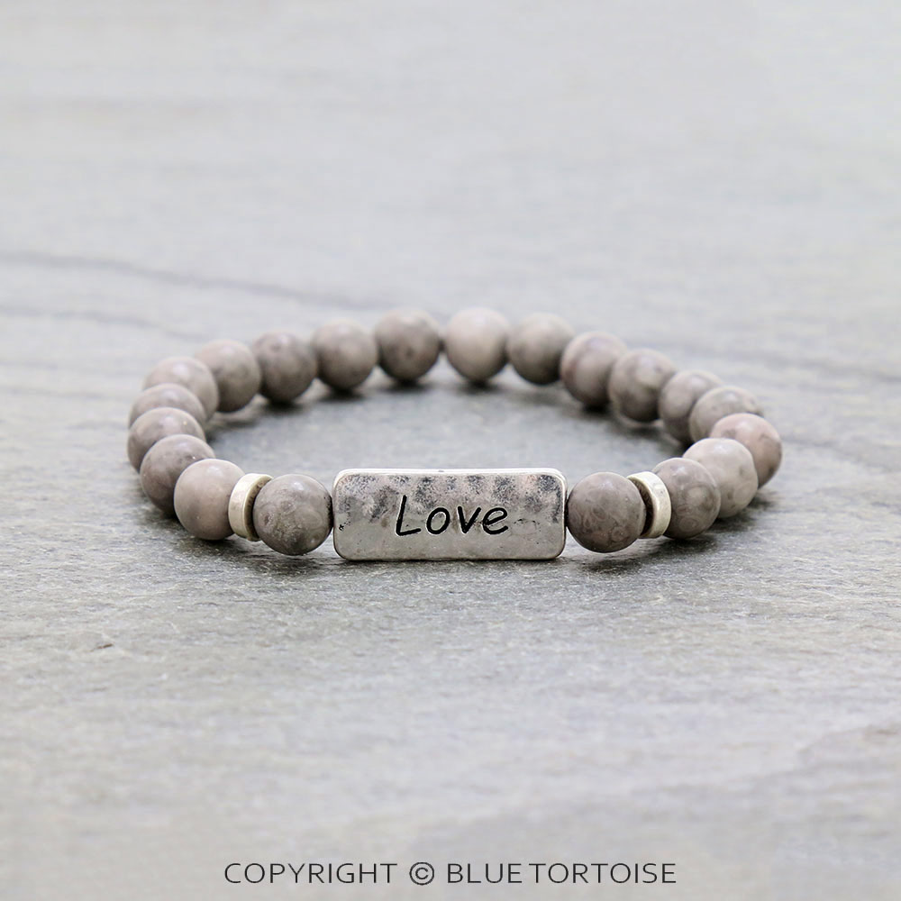 Inspiration "Love" Gemstone Stretch Bracelet
