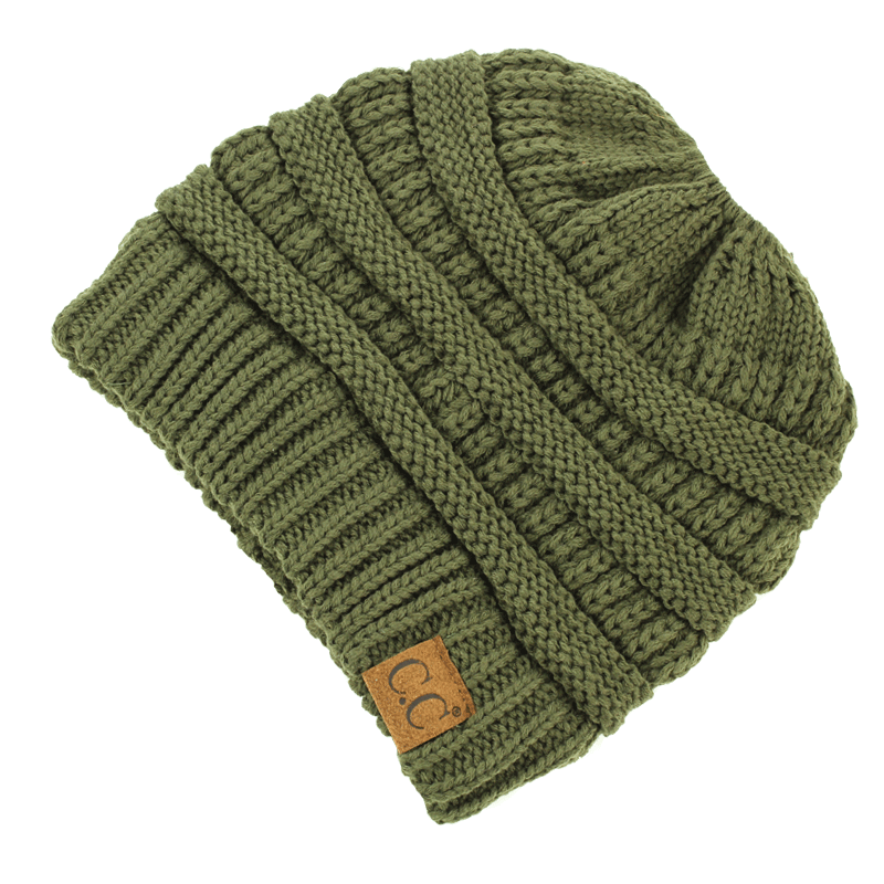 C.C Solid Color Ponytail Messy Bun Beanie