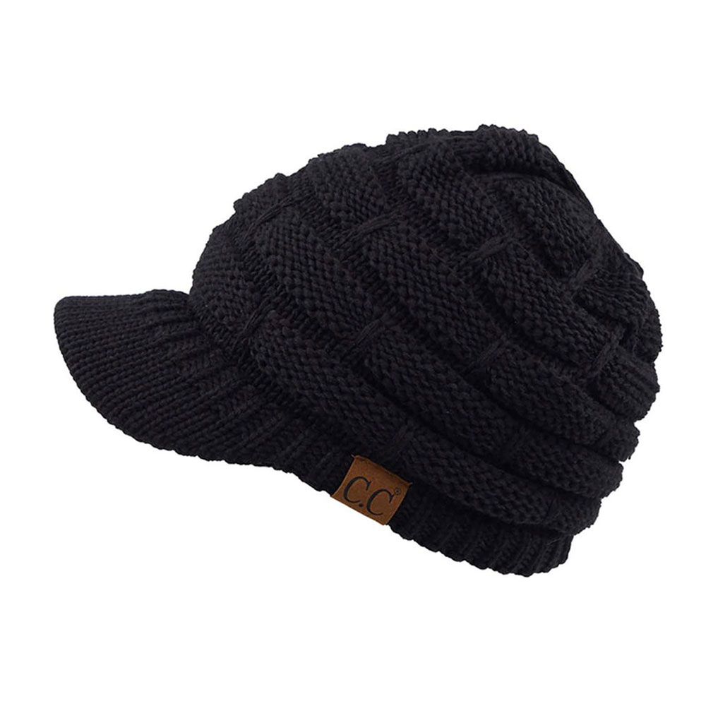 C.C Ribbed Knit Hat with Brim