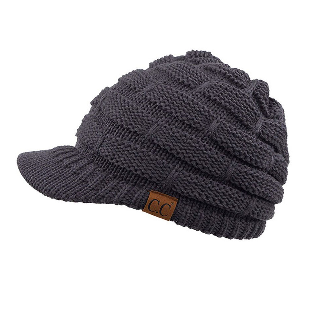 C.C Ribbed Knit Hat with Brim