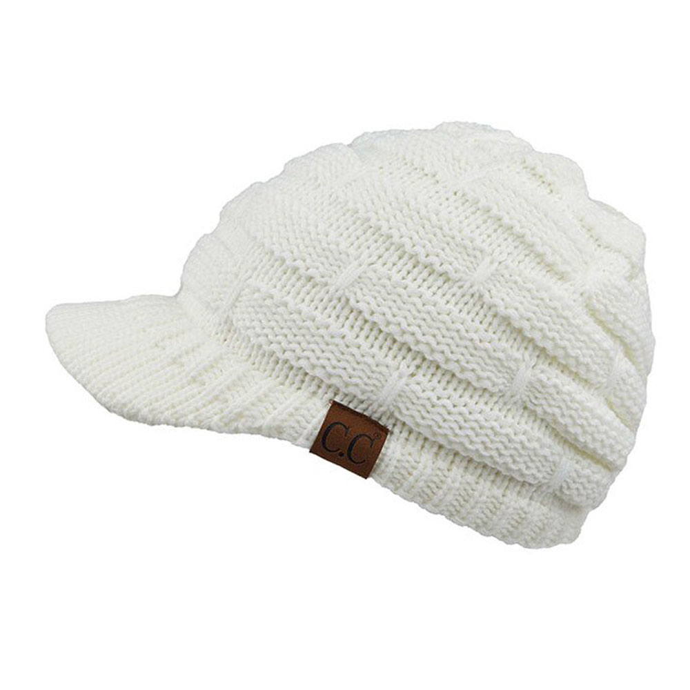 C.C Ribbed Knit Hat with Brim