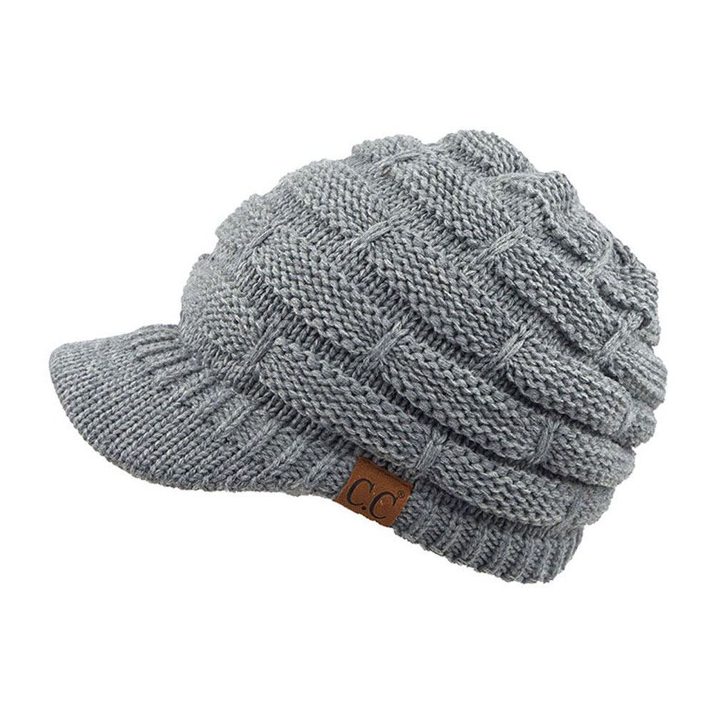 C.C Ribbed Knit Hat with Brim