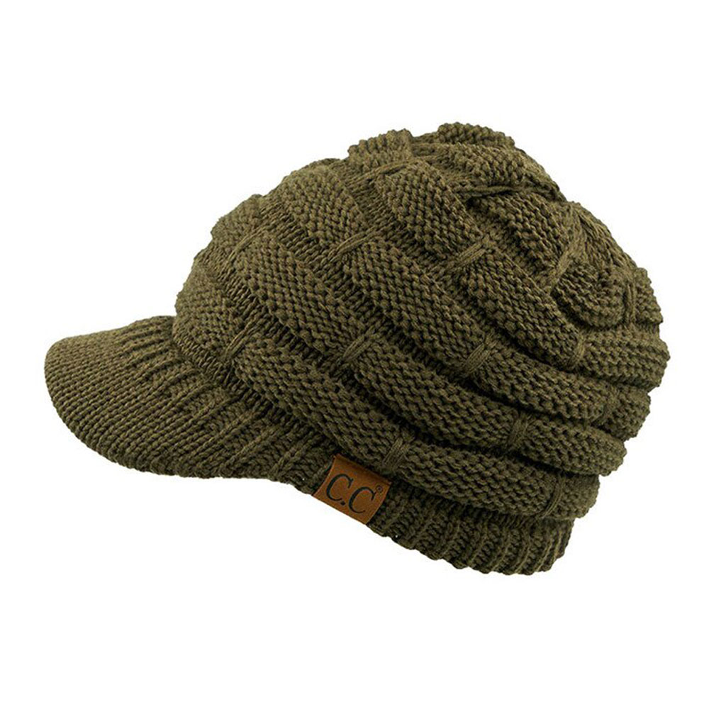 C.C Ribbed Knit Hat with Brim