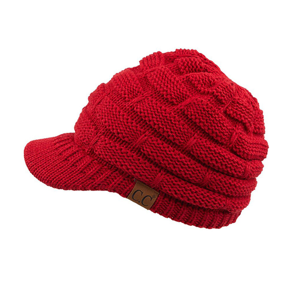 C.C Ribbed Knit Hat with Brim