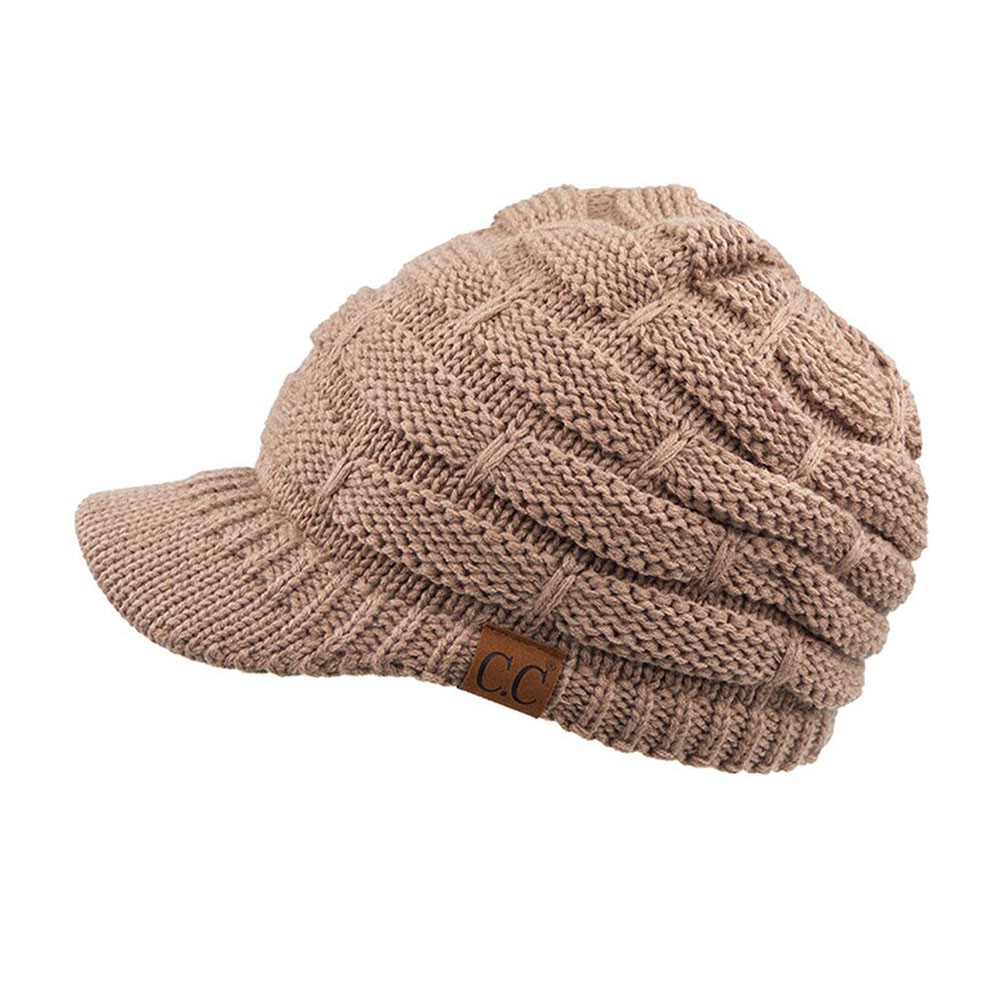 C.C Ribbed Knit Hat with Brim