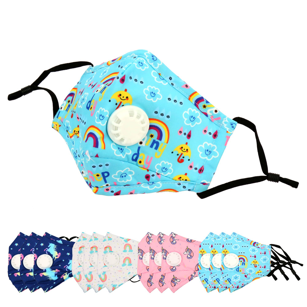 1DZ Assorted Color Kids Face Masks with Valve