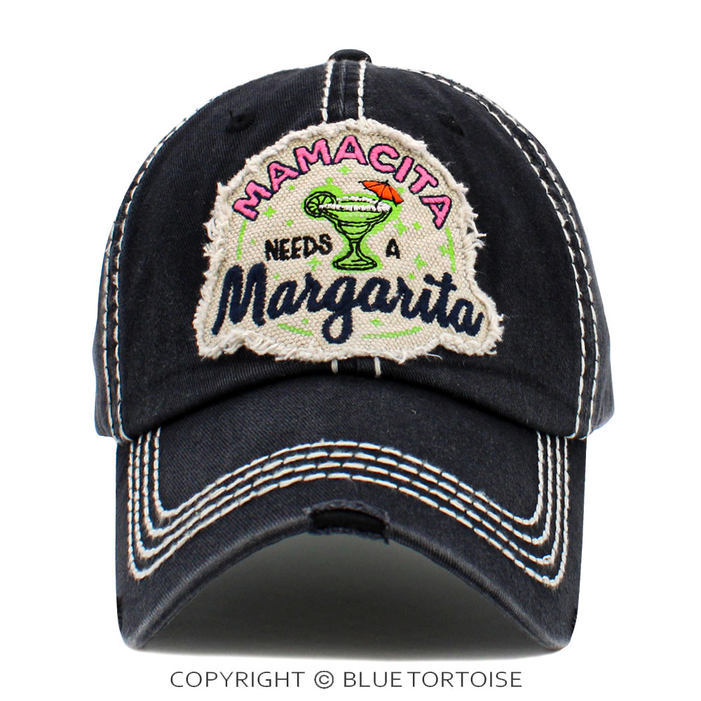 "Mamacita Needs A Margarita" Washed Vintage Ball Cap