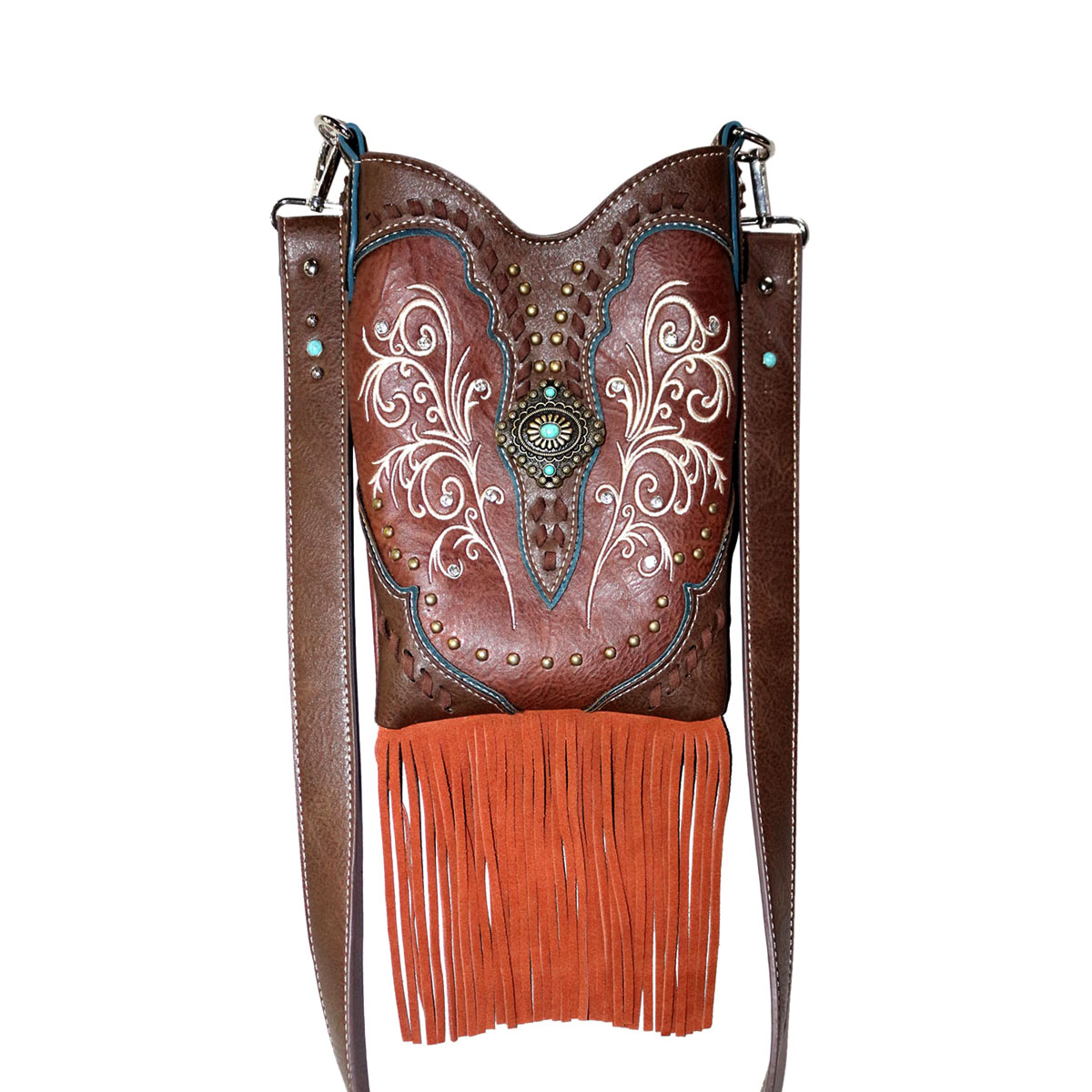 Western Faux Leather with Tassel Cross Body Bag