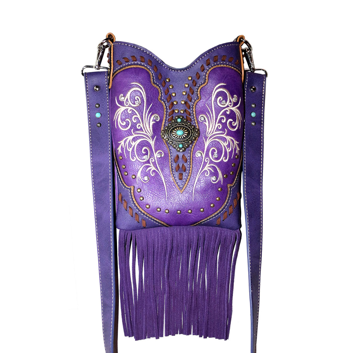 Western Faux Leather with Tassel Cross Body Bag
