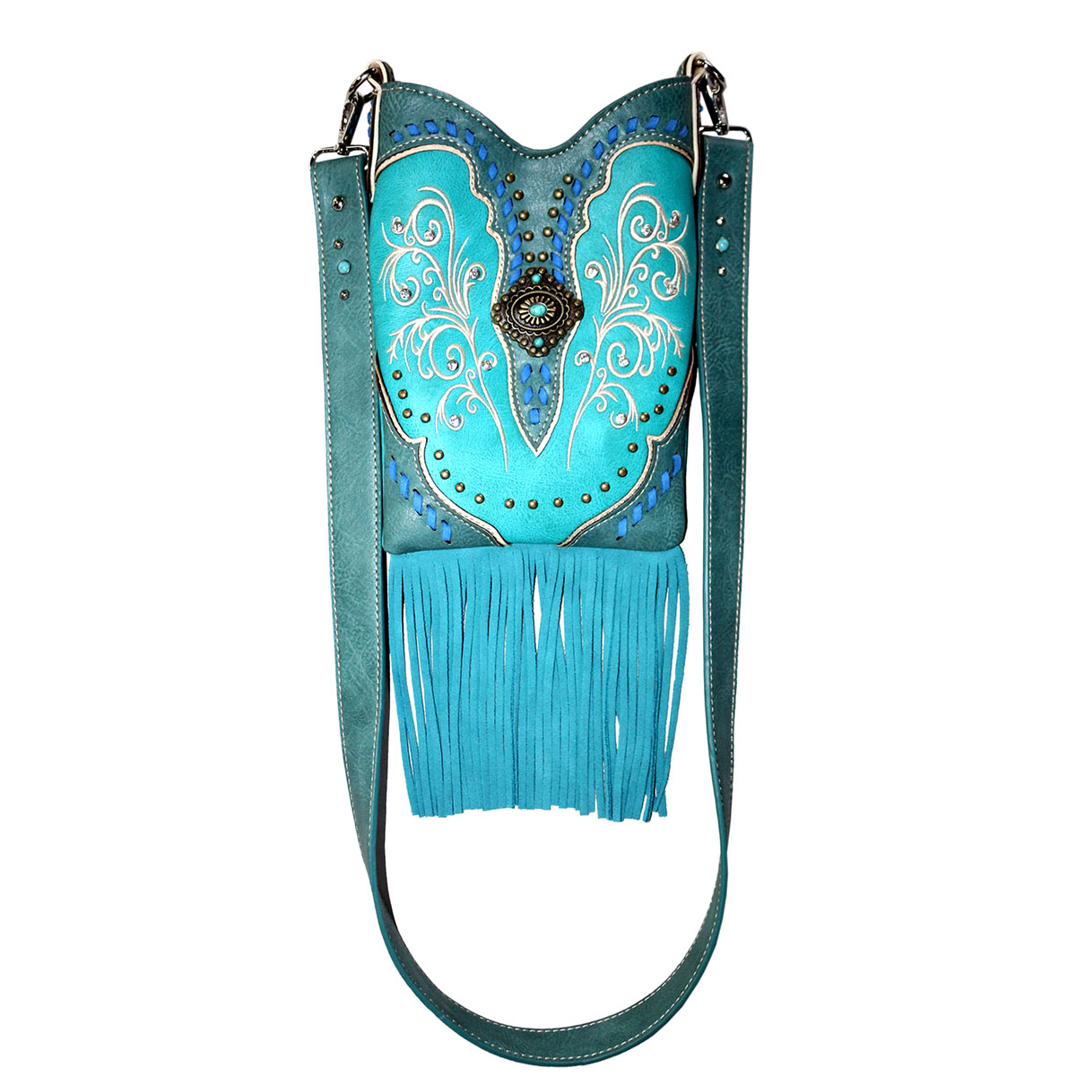 Western Faux Leather with Tassel Cross Body Bag - Image 2