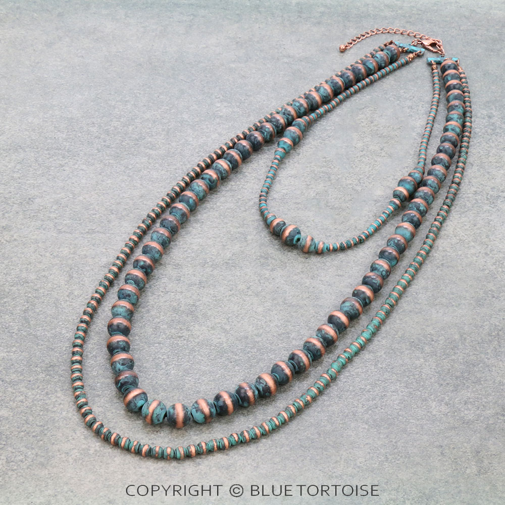3 Row Navajo Style Pearl Necklace