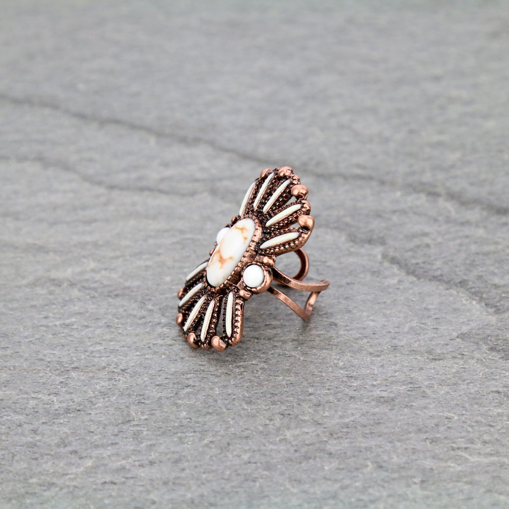 Western Design Stone Cuff Ring - Image 2