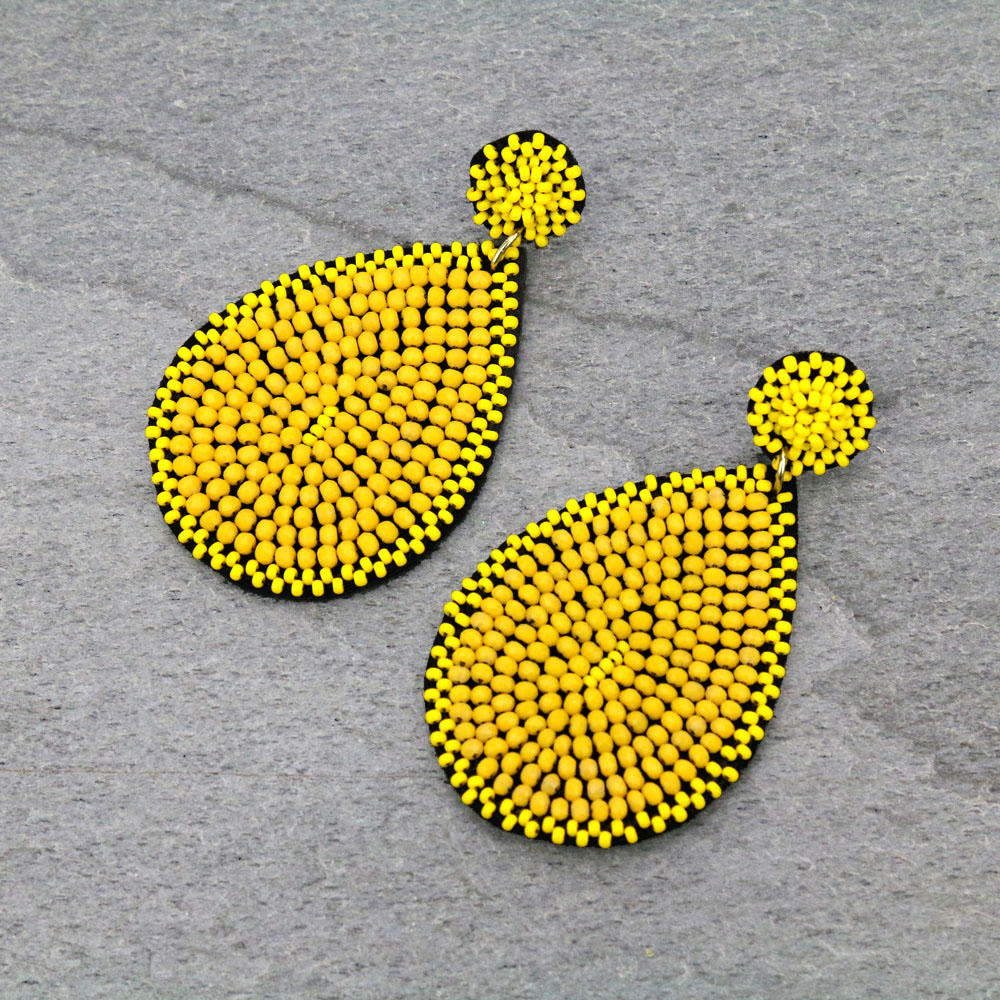 Glass Bead Teardrop Stud Earrings
