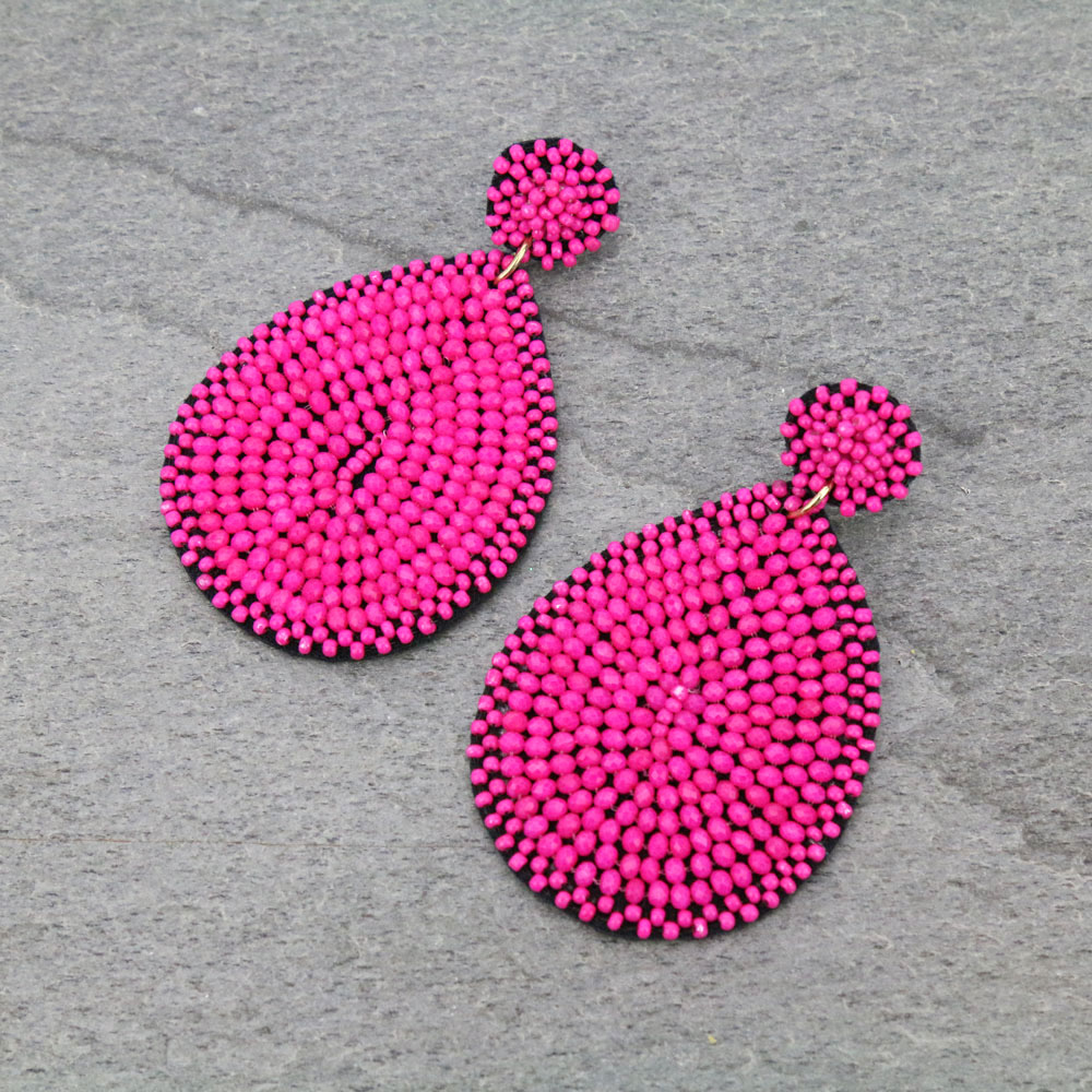 Glass Bead Teardrop Stud Earrings