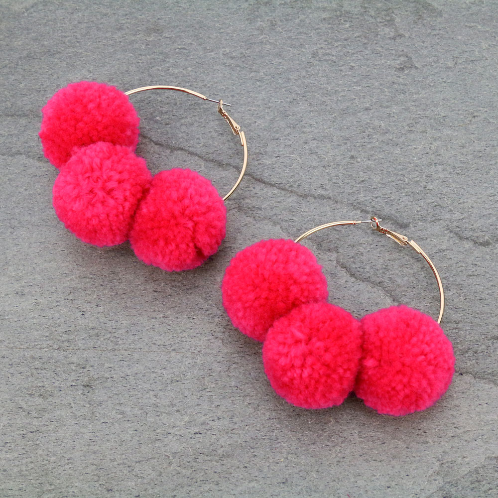 Pompom Hoop Earrings