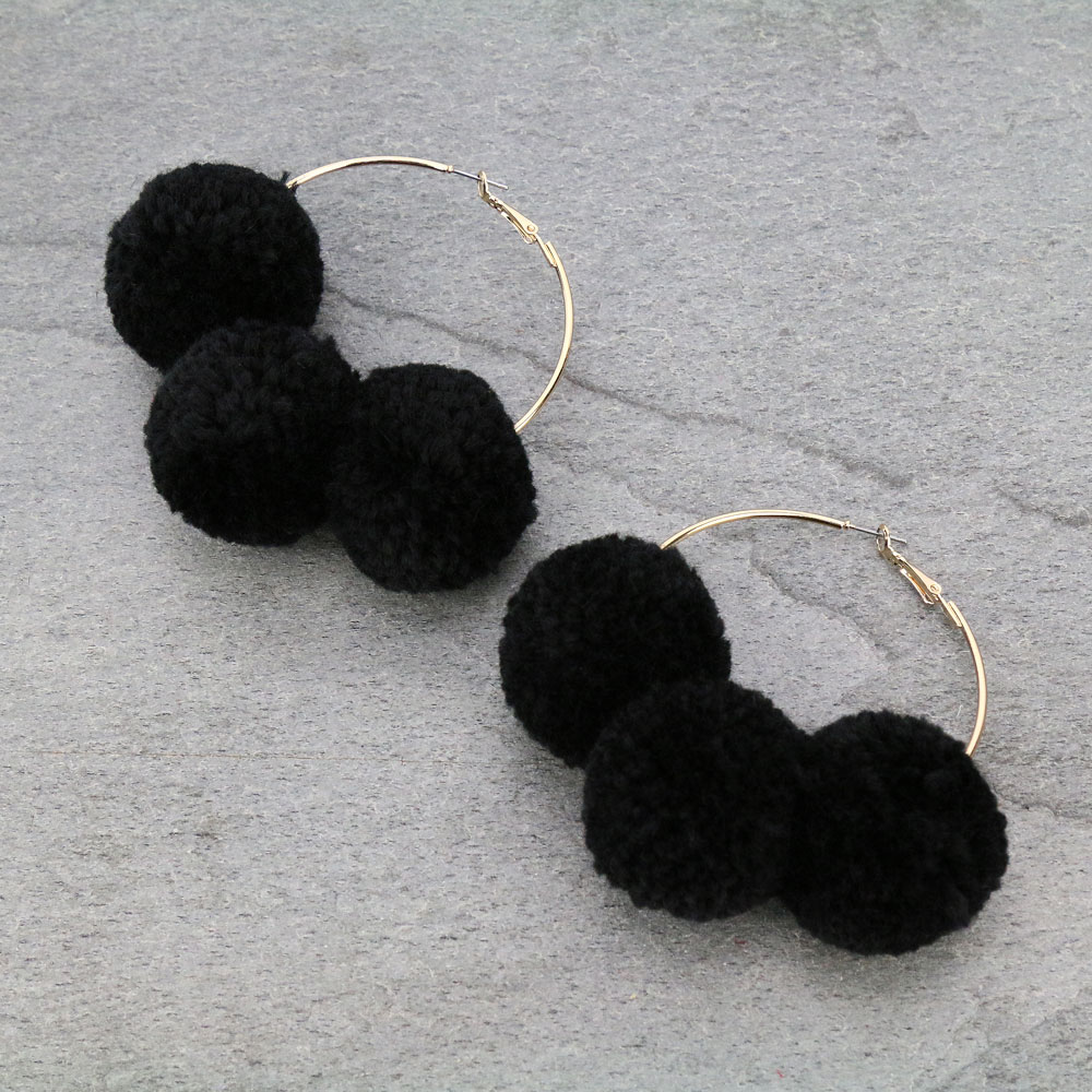 Pompom Hoop Earrings