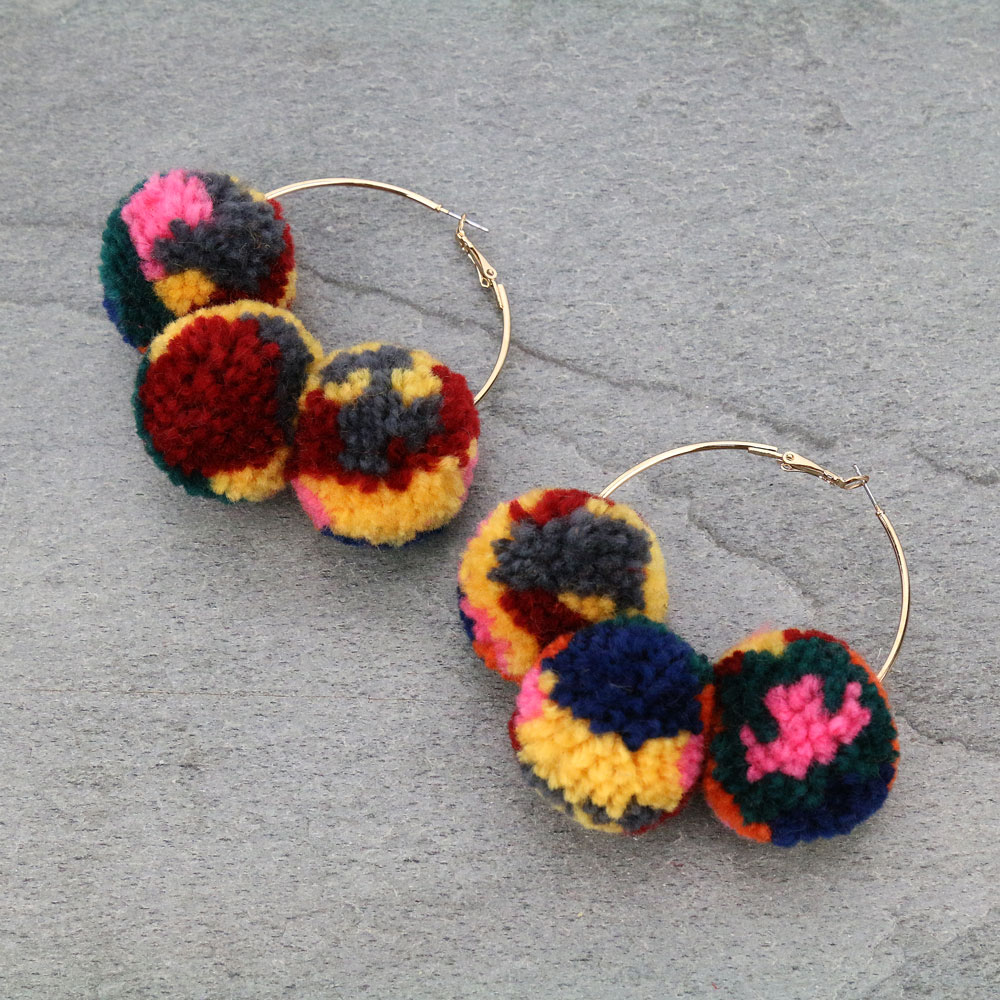 Pompom Hoop Earrings