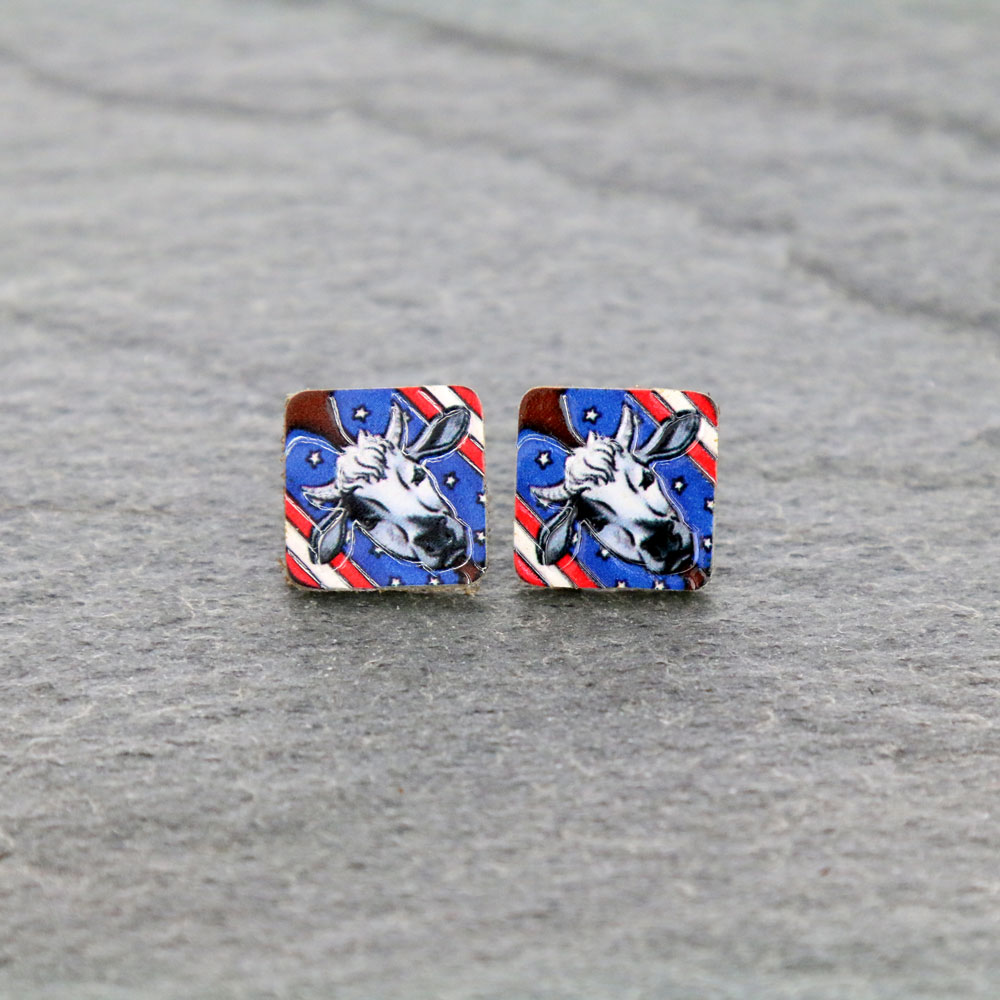 Cow Leather Stud Earrings