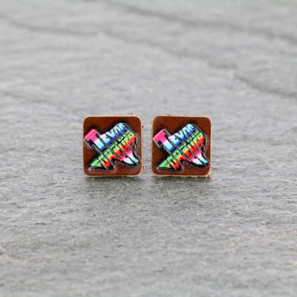 Texas Map Leather Stud Earrings