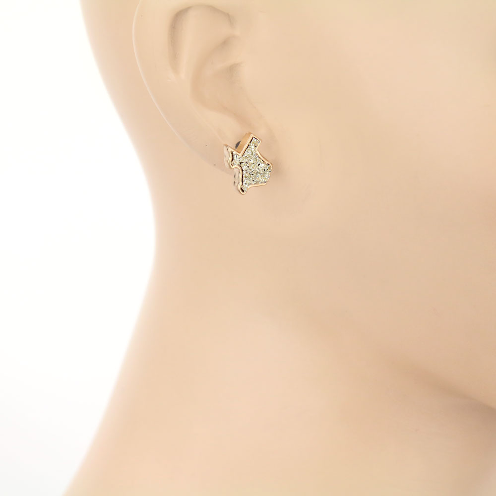 Texas Map Druzy Stone Stud Earrings - Image 2