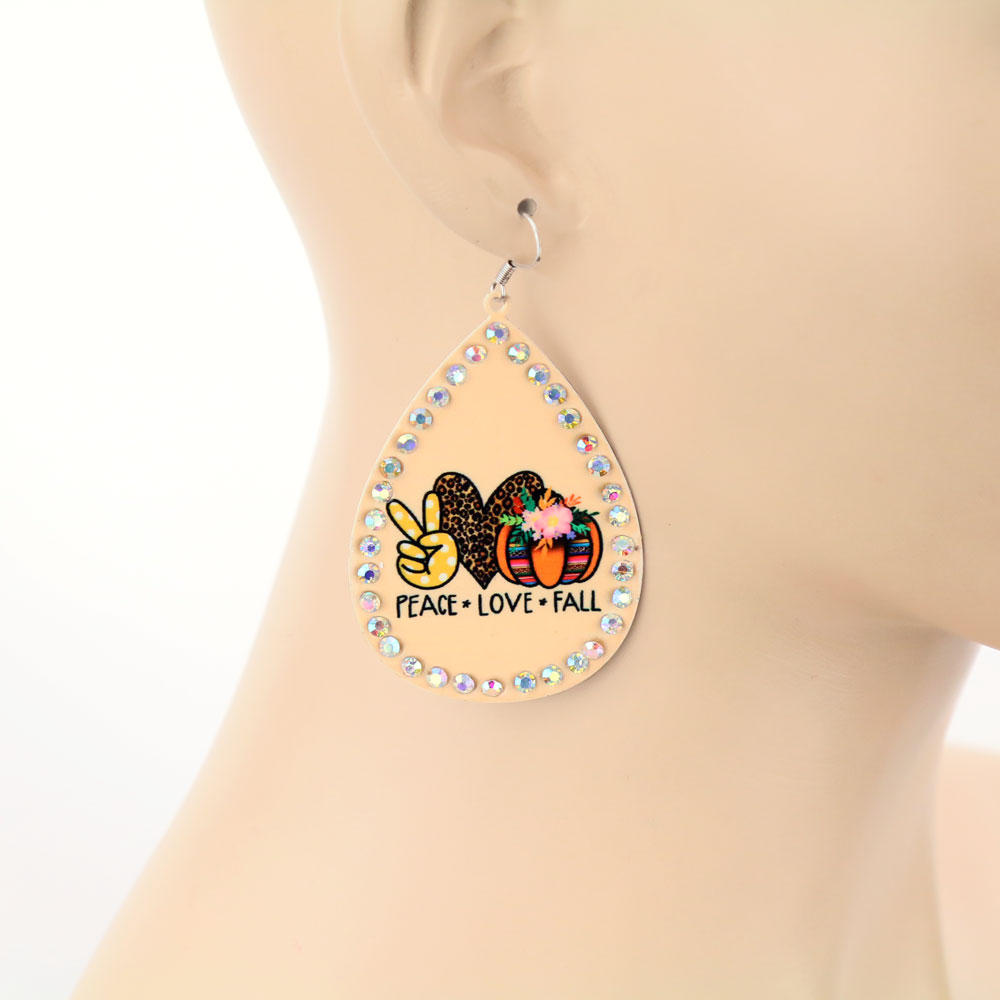 PEACE LOVE FALL Printed Dangle Earrings - Image 2