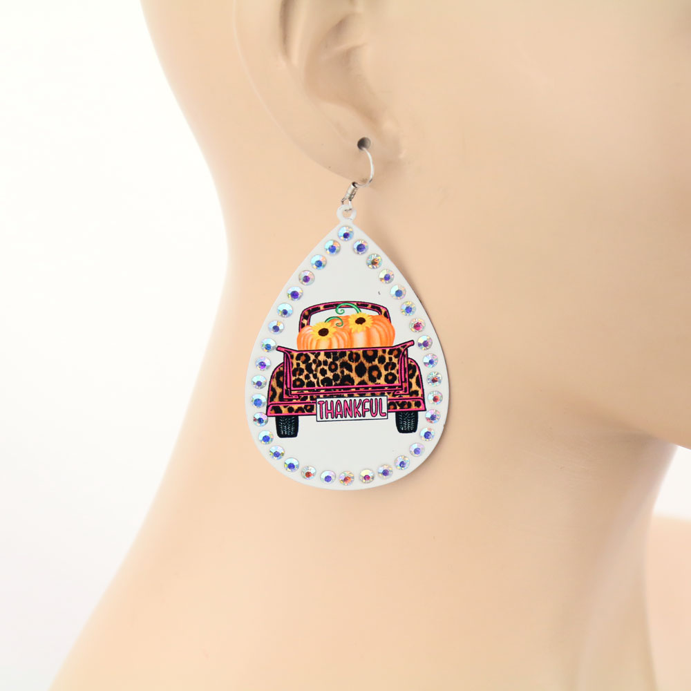 "Thankful" Printed Dangle Earrings - Image 2