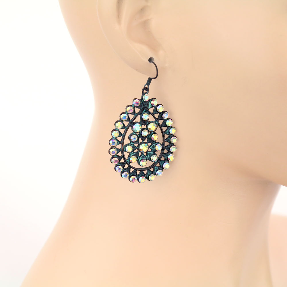 Western Rhinestone Teardrop Earrings - Image 2