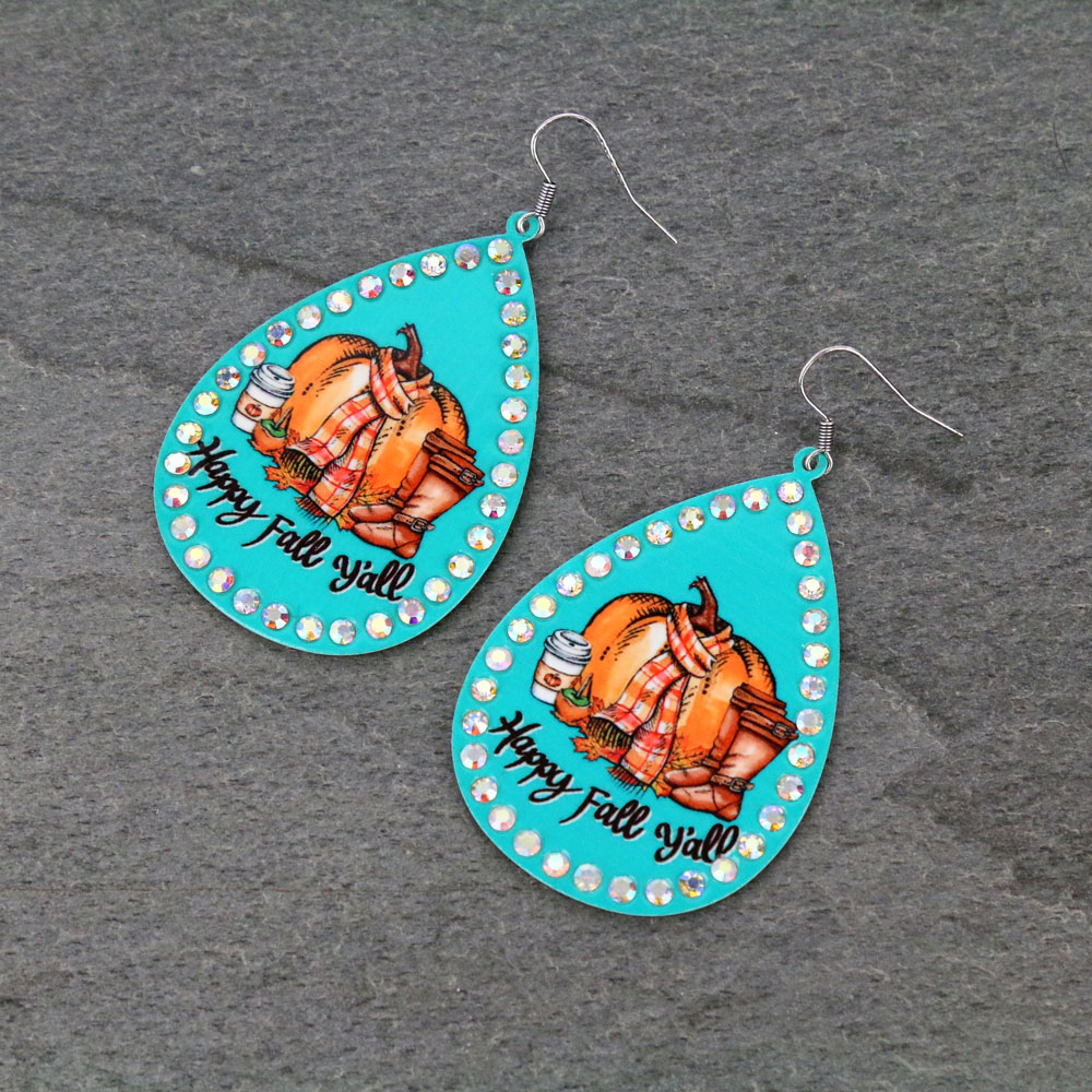 "Happy Fall Y'all" Printed Dangle Earrings
