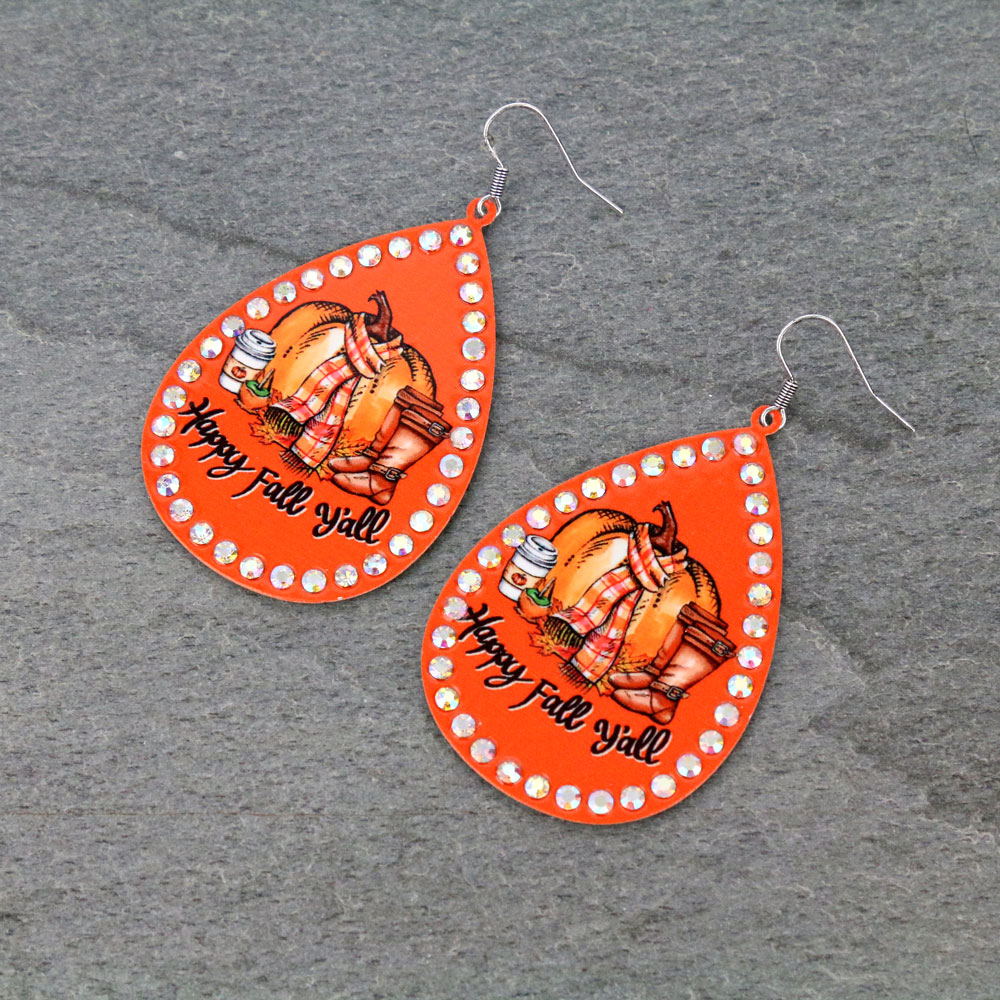 "Happy Fall Y'all" Printed Dangle Earrings