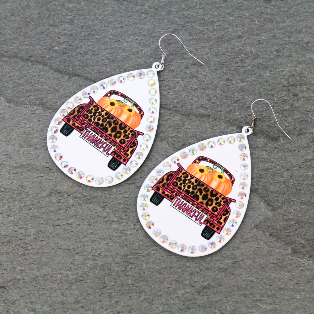 "Thankful" Printed Dangle Earrings