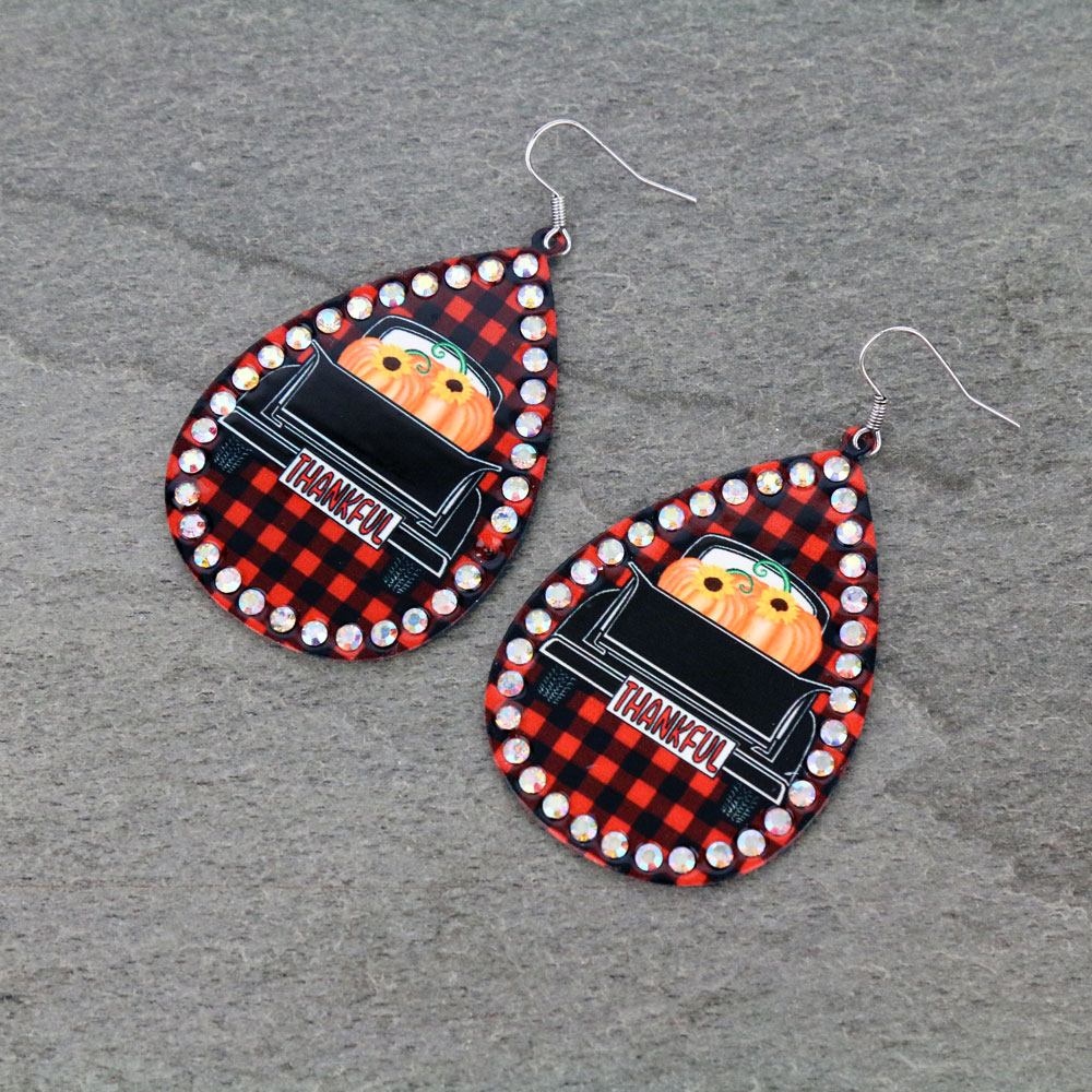 "Thankful" Printed Dangle Earrings