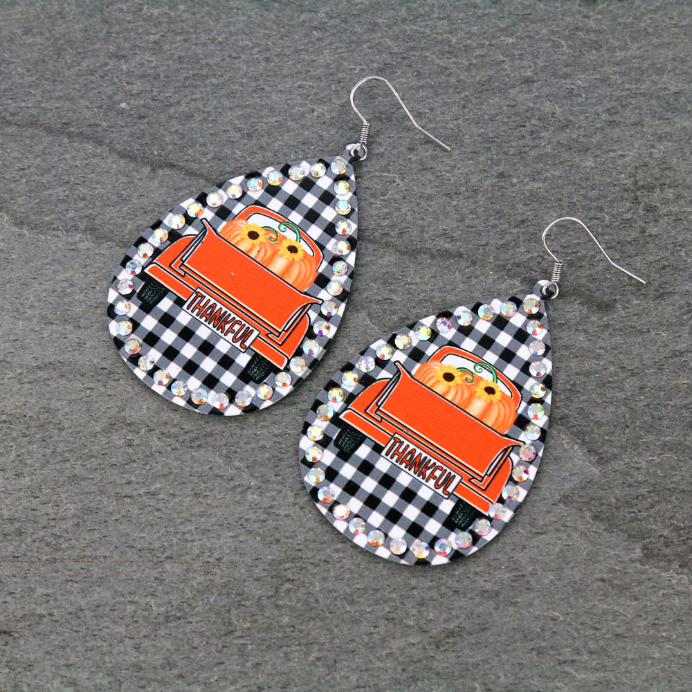 "Thankful" Printed Dangle Earrings