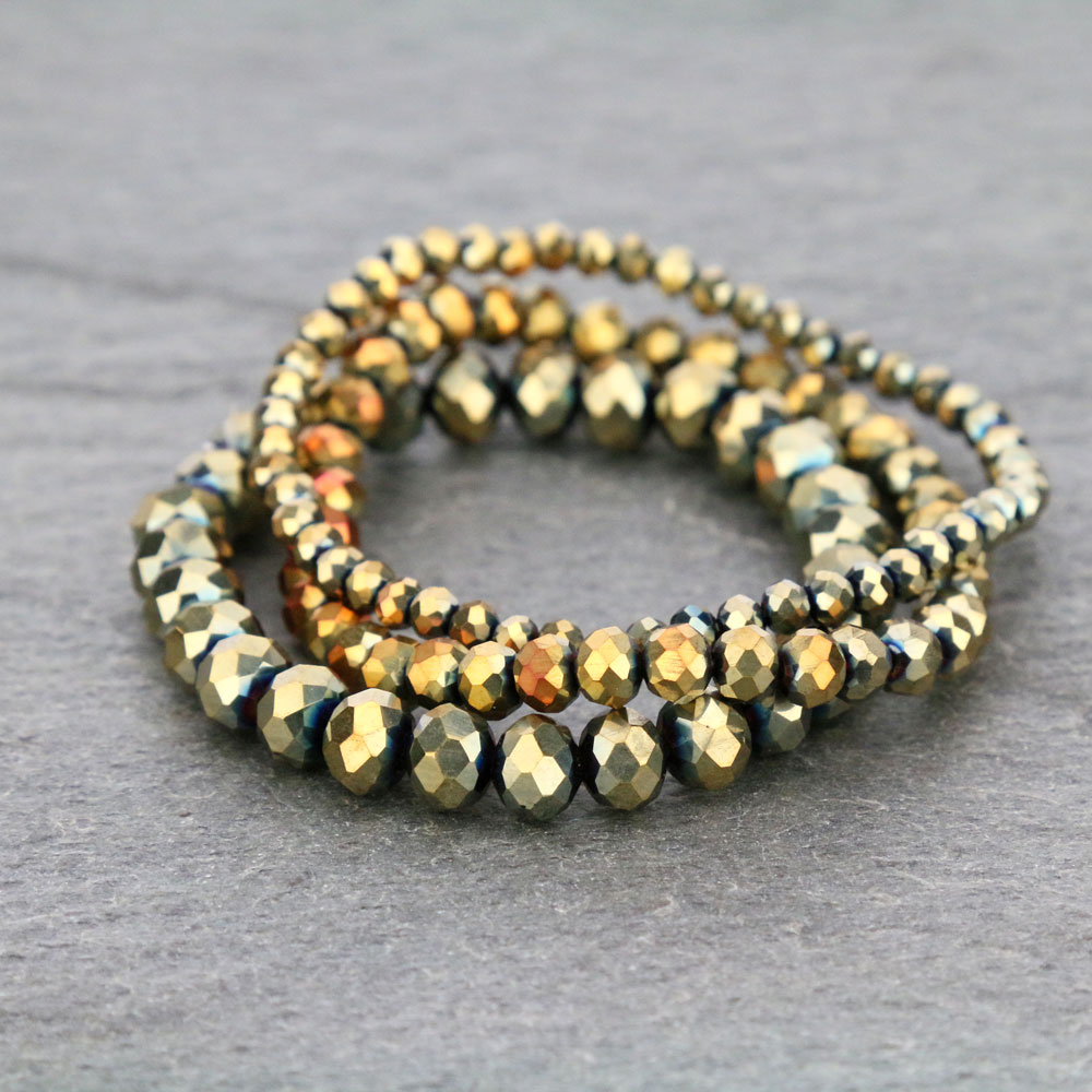 Small Crystal Bead Stackable Stretch Bracelet - Image 2