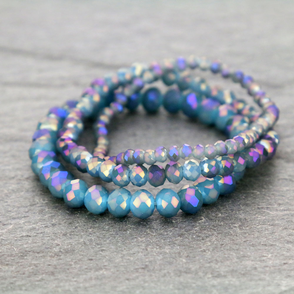 Small Crystal Bead Stackable Stretch Bracelet - Image 2