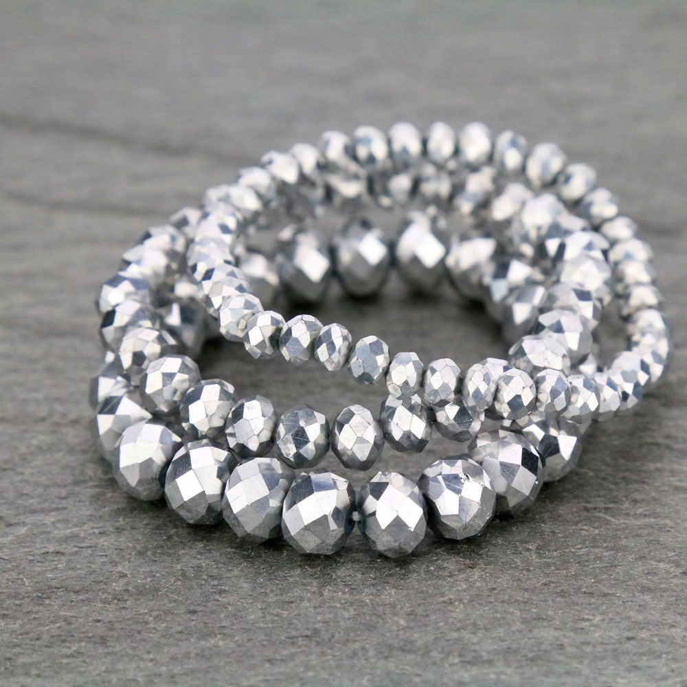 Large Crystal Bead Stackable Stretch Bracelet - Image 2