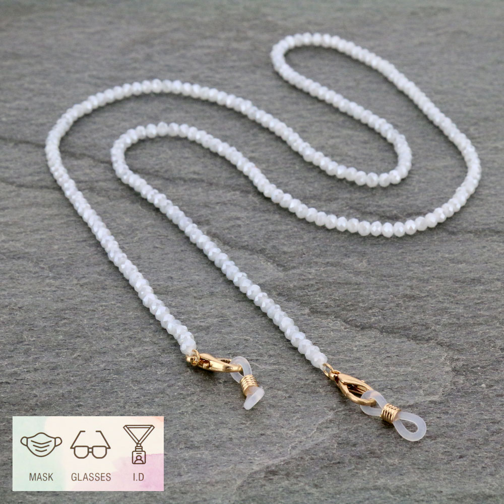 28" Glass Bead ID Card and Glass Holder Strap