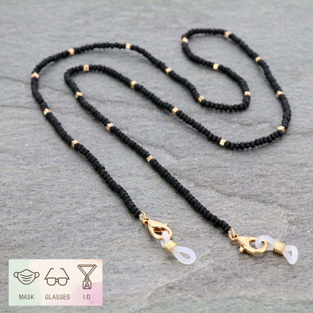 28" Wood Bead ID Card and Glass Holder Strap