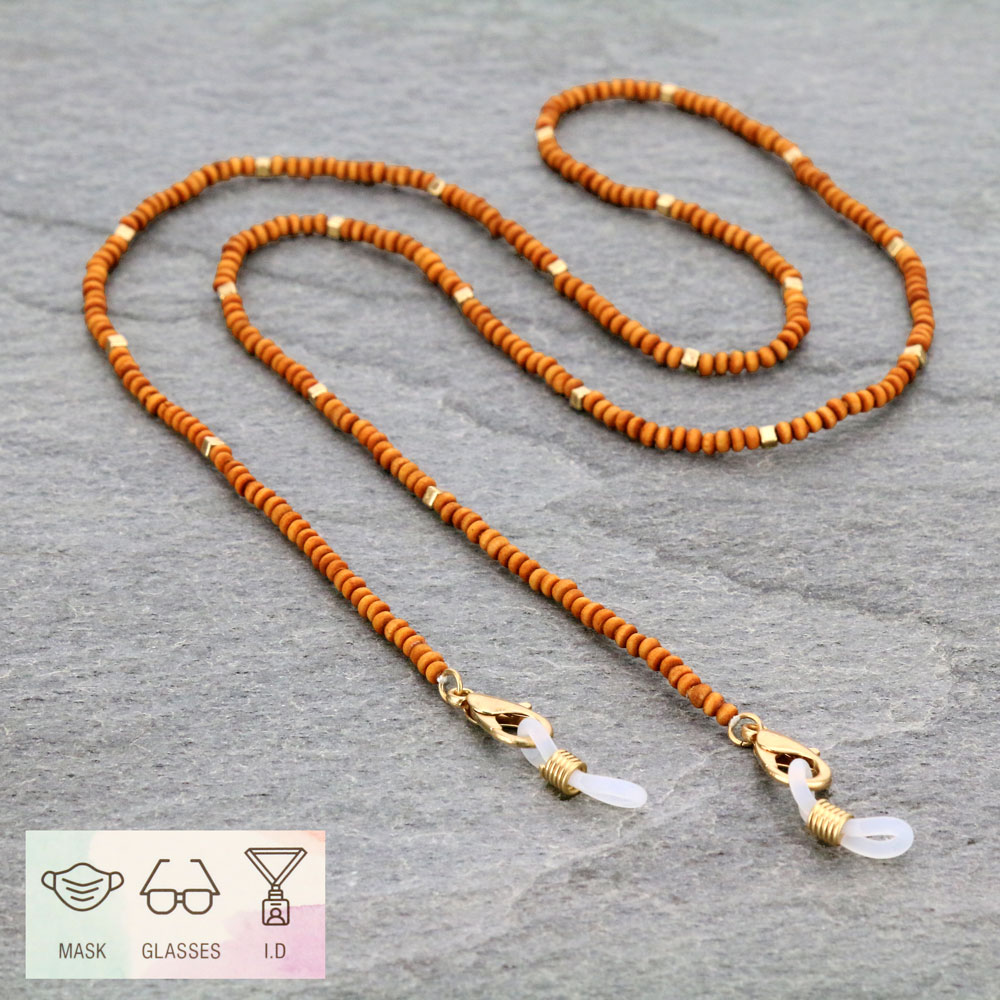 28" Wood Bead ID Card and Glass Holder Strap